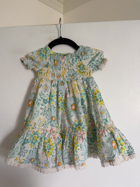 Joie Other - Joie Baby Teal/Yellow Floral Tiered Ruffle Dress size 12M EUC